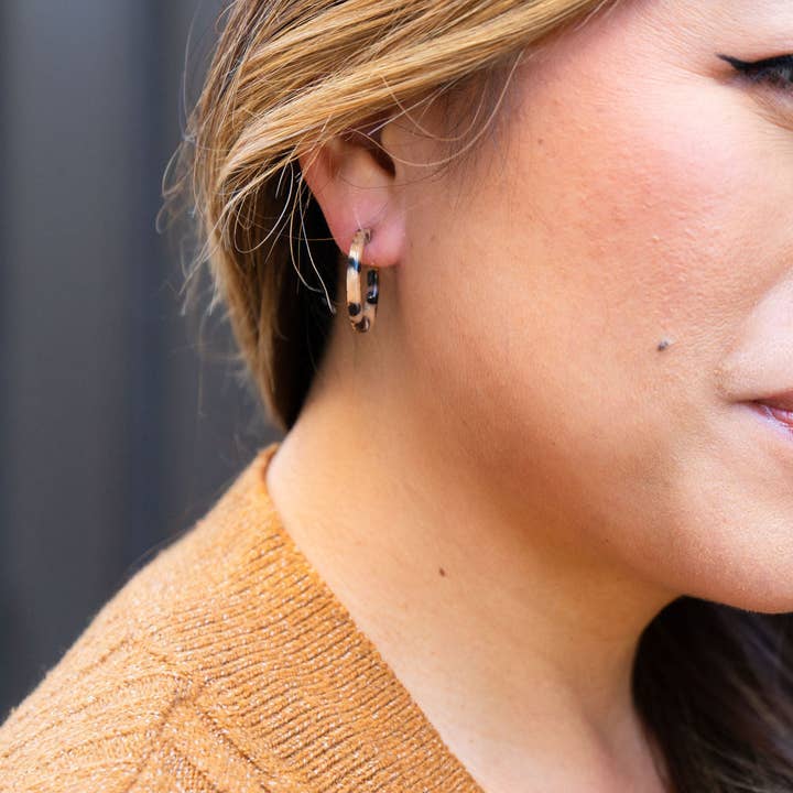 Spiffy & Splendid - Wholesale Hoop Earrings - Cam Mini Hoops - Cheetah // Jewelry, Earrings, Fall9