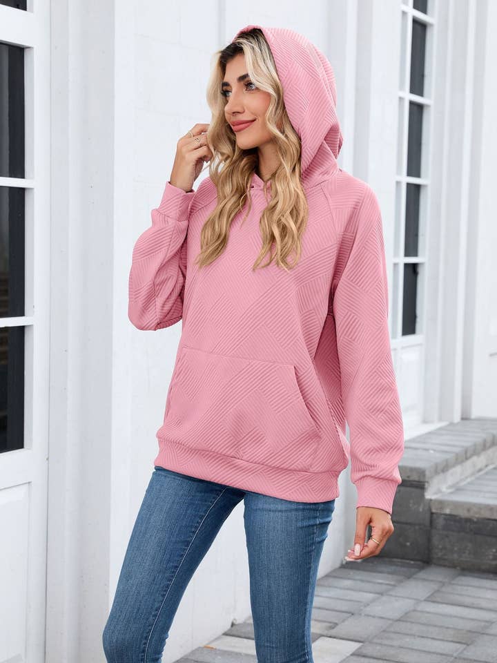 Lovesoft - Wholesale Hoodie - Women's - Textured Chevron Hoodie | Cozy Pullover Kangaroo Pocket4