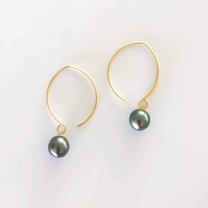 Tahitian Pearl Half Moon Earrings for wholesale by Leighton Lam Designs