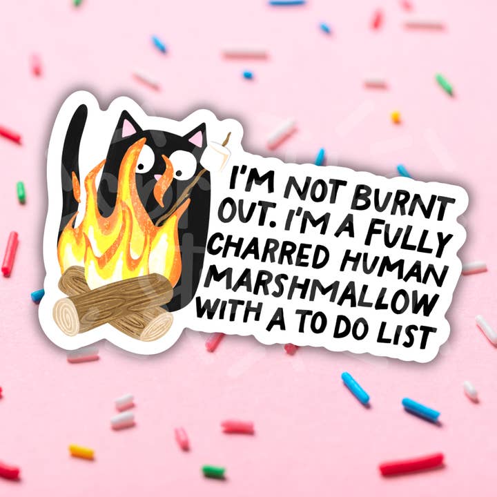 Charred Human Marshmallow Vinyl Sticker for wholesale by Sprinkles Studios