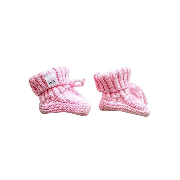Organic Knit Booties - Pink for wholesale by Harp Angel Boutique