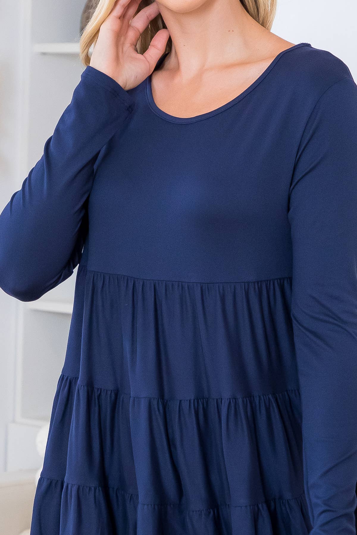 You & Me - Wholesale Tuniek - Dames - YMT20005V-STEVIGE GELAAGDE TOP MET LANGE MOUWEN56