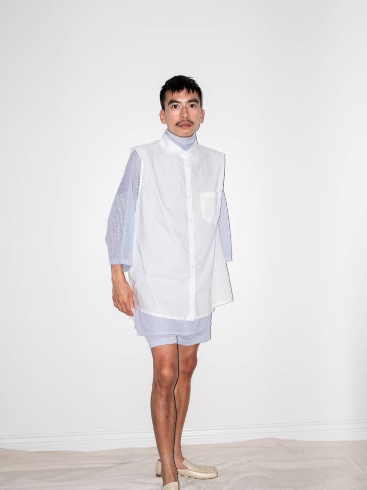 Alvin Sleeveless Blouse in White for wholesale by et Tigre