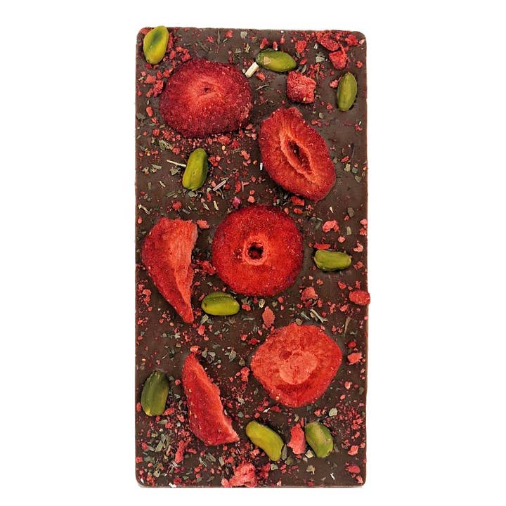 Ritonka ...made with love - Wholesale Chocolate Bar - Premium milk chocolate - strawberry, pistachios, basil 95g1