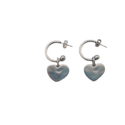 Large hoop earrings with hanging heart for wholesale by Andrea Nieto Jewels