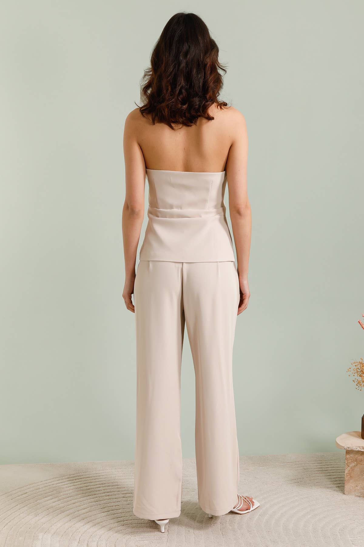 Frime - Venta al por mayor Pantalones - Mujer - Pantalones de pierna ancha de talle alto con pinzas - 261217