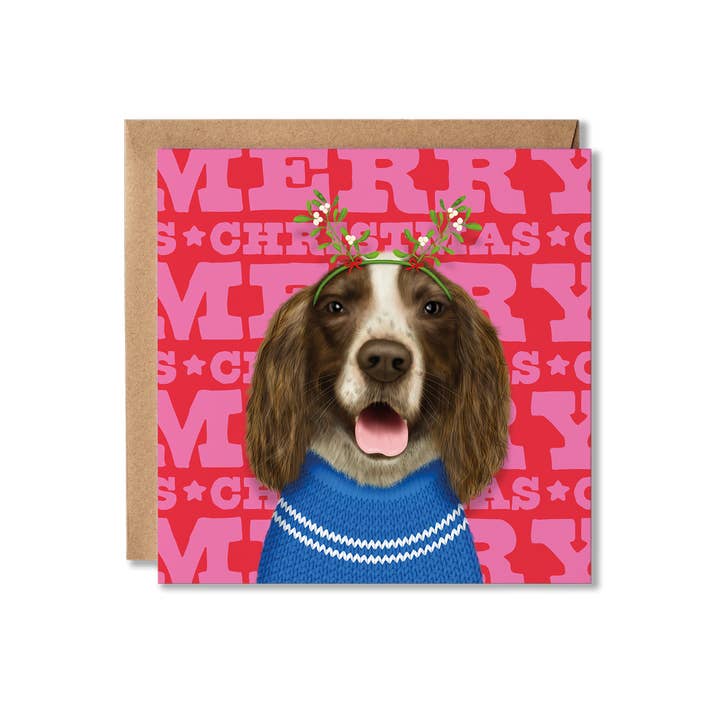 Spaniel Dog Christmas Card for wholesale by Badgerbee Design