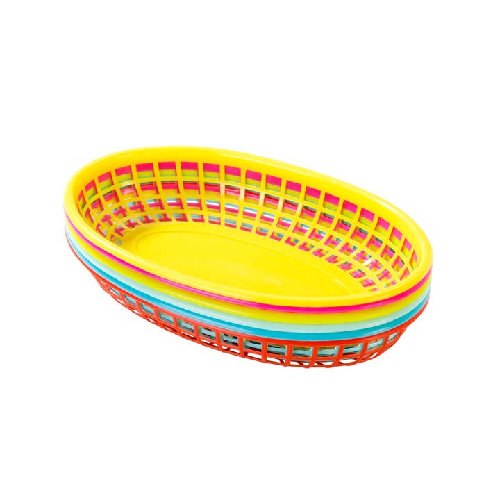 Talking Tables USA - Wholesale Serve Bowl - Colorful Plastic Food Baskets | 6 Pack | Summer | BBQ |