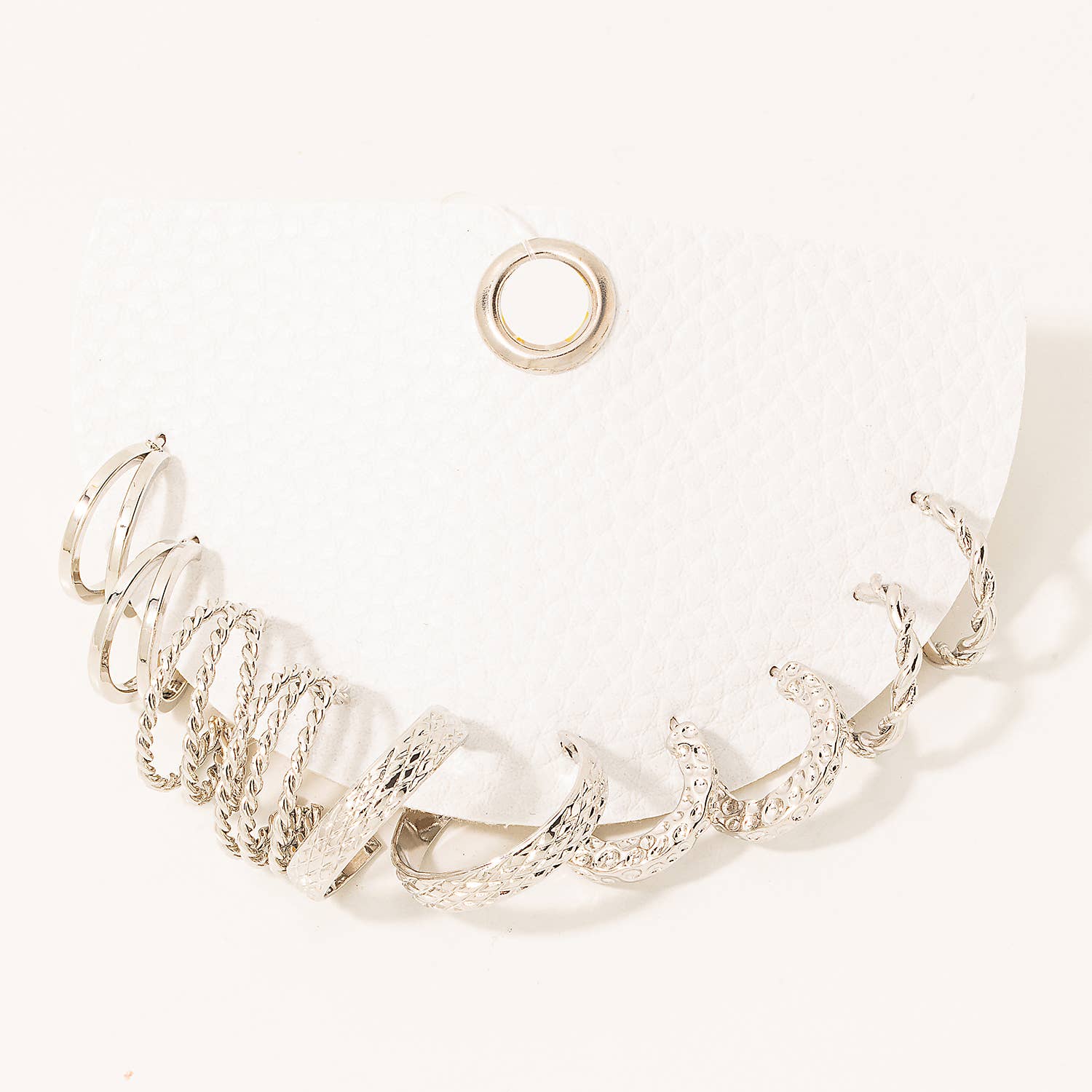 Fame Accessories - Wholesale Jewelry Set - Textured Twist Hoop Earrings Set2