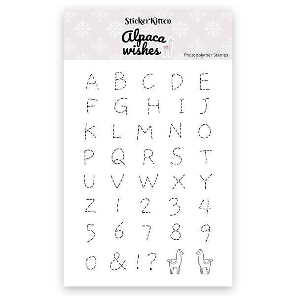 StickerKitten - Wholesale Rubber/Decorative Stamp - Alpaca Wishes Photopolymer Stamps (Stitched Alphabet)0