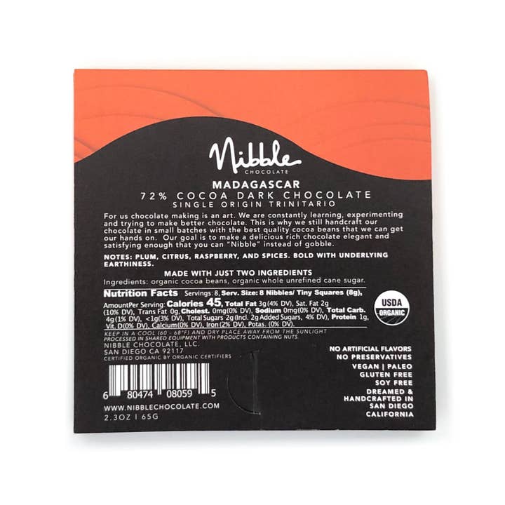 Nibble Chocolate - Wholesale Chocolate Bar - Single Origin Bar | 72% Cacao Madagascar | Nibble Chocolate