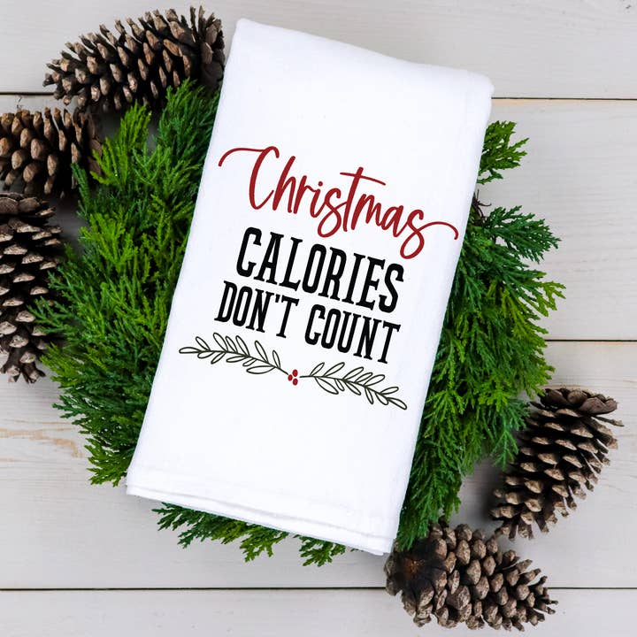 Christmas Calories Don't Count Tea Towel for wholesale by Creative Inspiration Design
