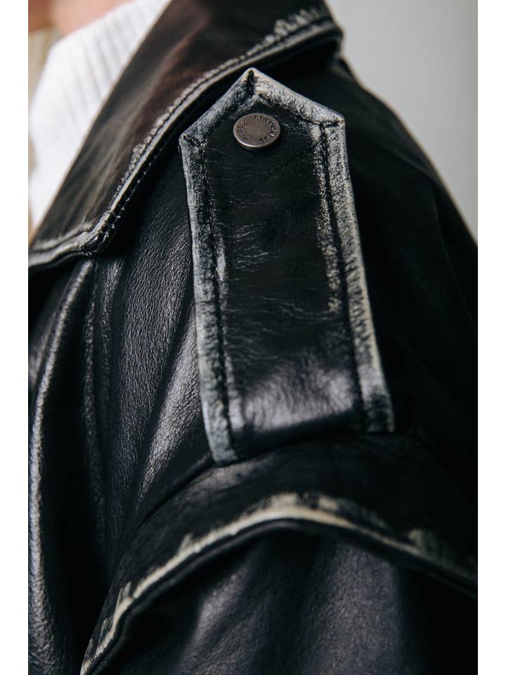 Sage Leather Biker Jacket | Black for wholesale on Faire