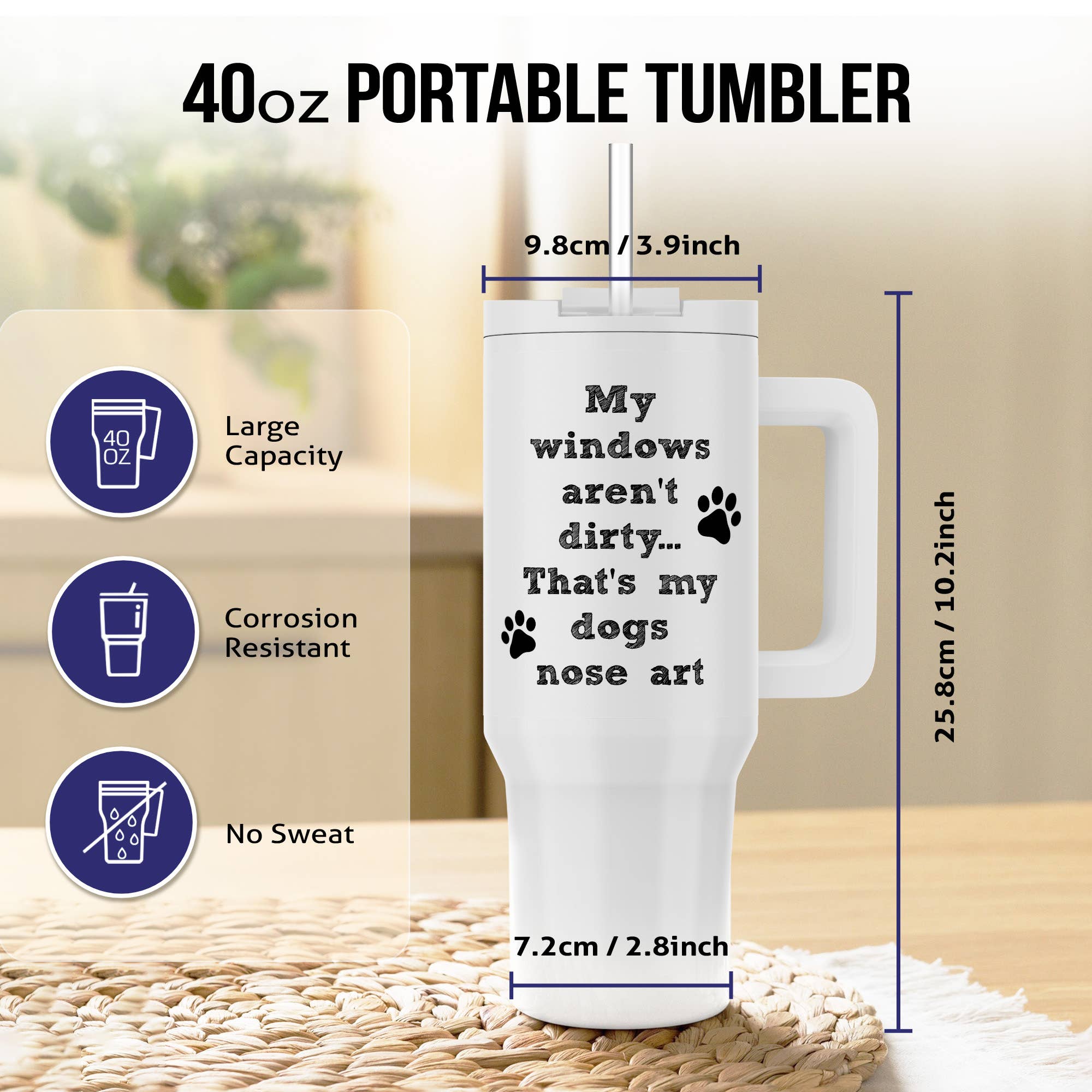 3dRose – wholesale Insulated mug/tumbler – 3dRose, My windows arent dirty thats my dogs nose art, Tumbler6