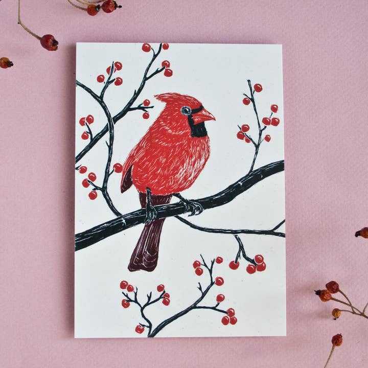 Carte postale « Cardinal » au format A6 pour la vente par Katja Rub