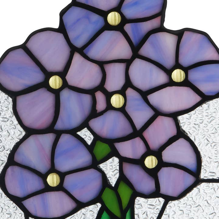 River of Goods - Wholesale Suncatcher - 10"H Forget Me Not Purple Flowers Stained Glass Window Panel8
