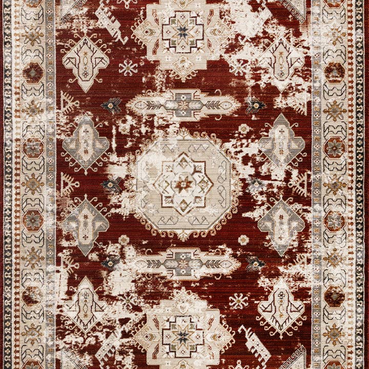 Serene Red Cream Taupe Traditional Area Rug for wholesale by Kalora