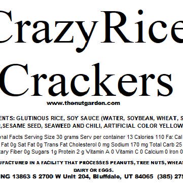 The Nut Garden, Sweetables, Utah Truffles - Wholesale Crackers - Crazy Rice Crackers (12 oz)6