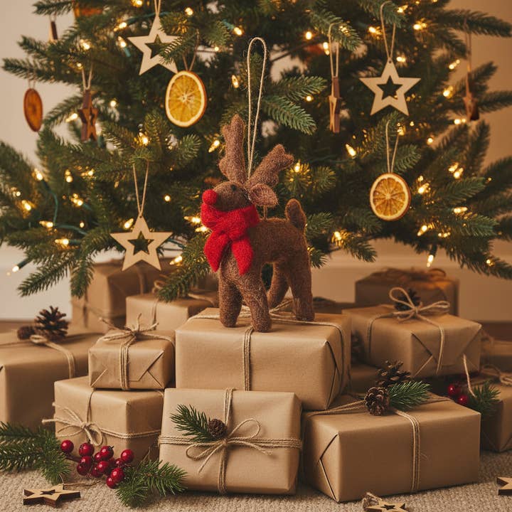 Felt So Good - Wholesale Ornament - Handmade Felt Biodegradable Christmas Rudolph Hanging Decor3