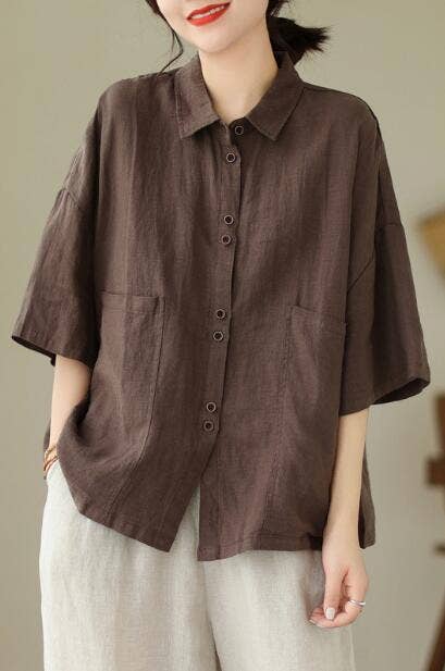 Whisper Mint - Wholesale Button Down Shirt - Women's - Casual Loose-Fit Shirt| Button-Up Overshirt Large Pockets2