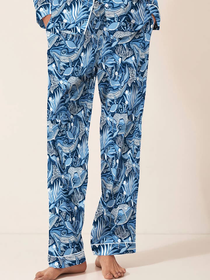 Ocean Blue Women's Organic Cotton Pyjama Trouser for wholesale by Commodities Trading (UK) Limited (Myza)