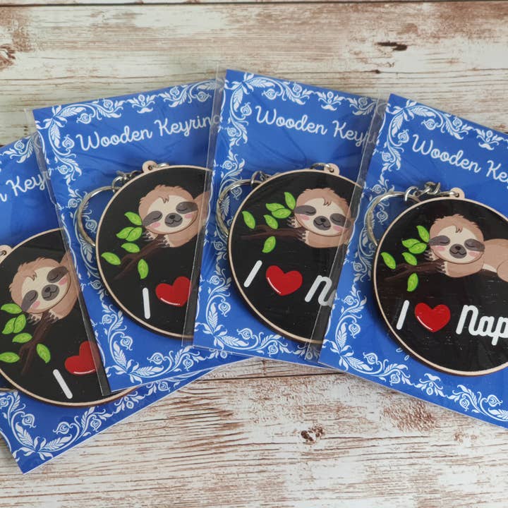 Kims Crafty Corner - Wholesale Keychain - Women's - I love Naps Keychain Charm, Size Approx. 2.5" / 6cm5