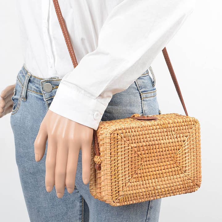 Natural Bamboo Crossbody Bag for wholesale on Faire