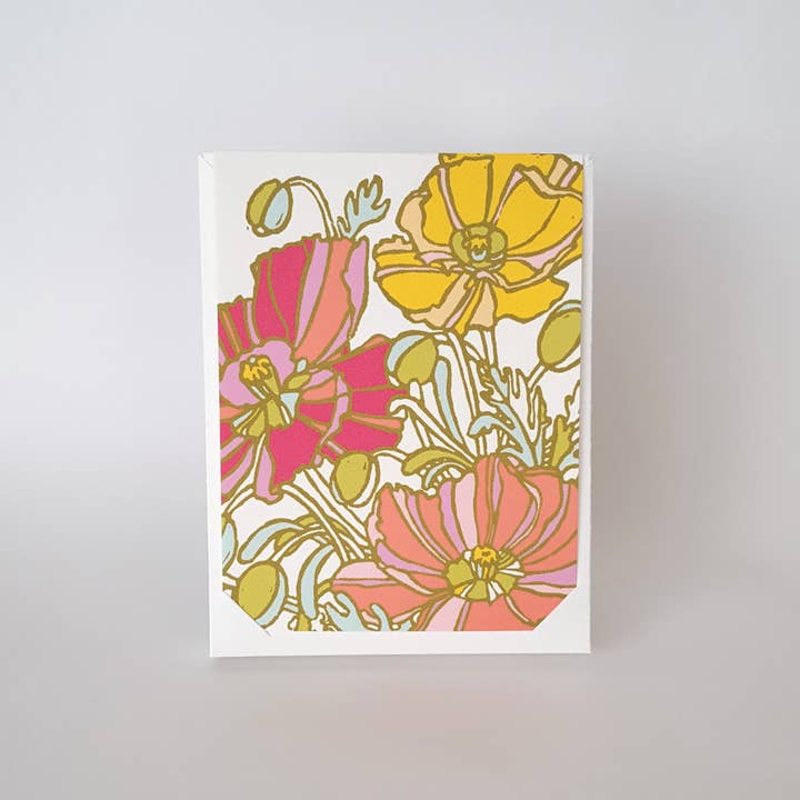 Little Green - Wholesale Stationery/Notecard Set - Icelandic Poppy Botanical Blank Notecard Set of 82