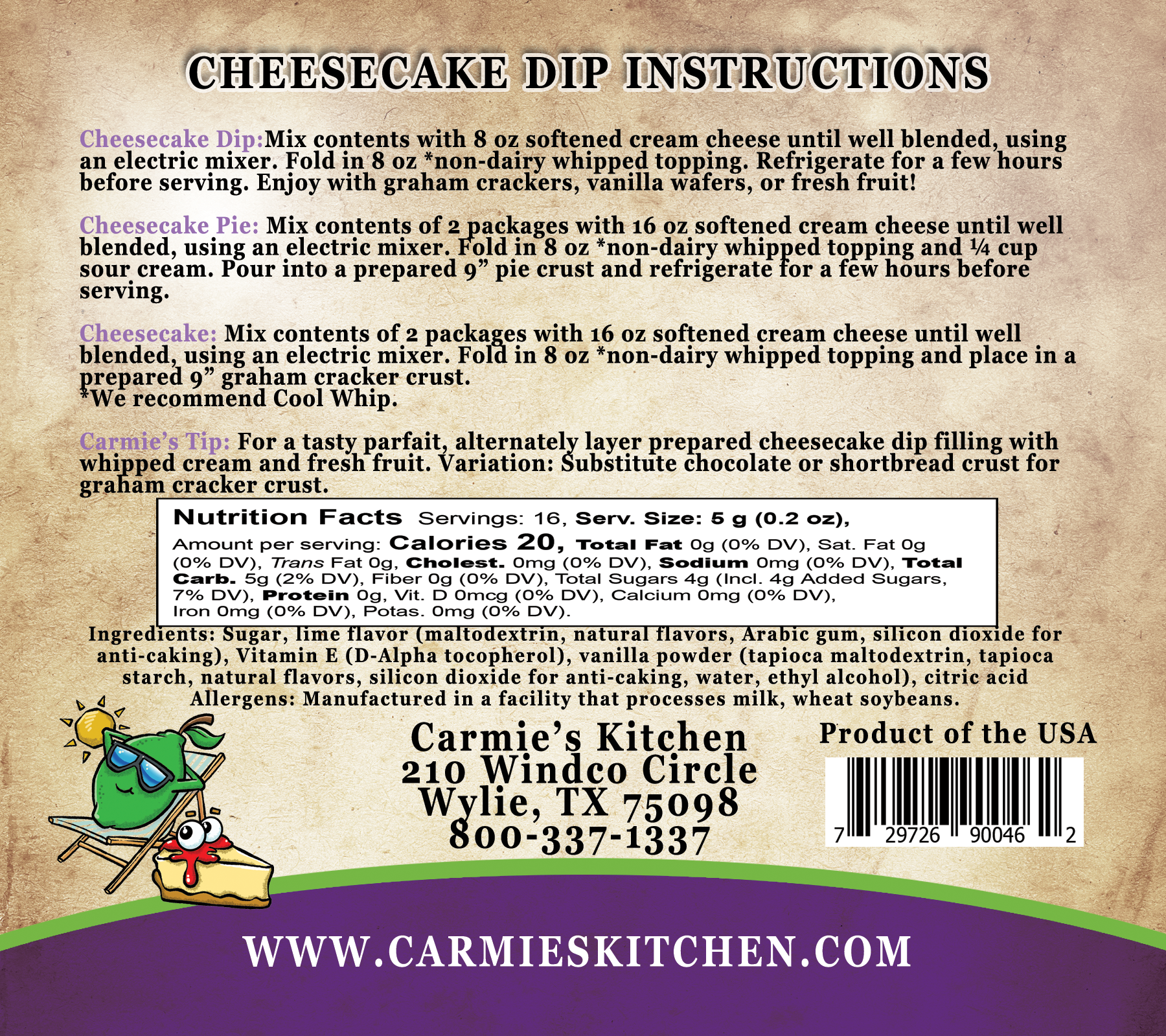 Carmie's Kitchen - Wholesale Dip - Keylime Pie Cheesecake Dip2