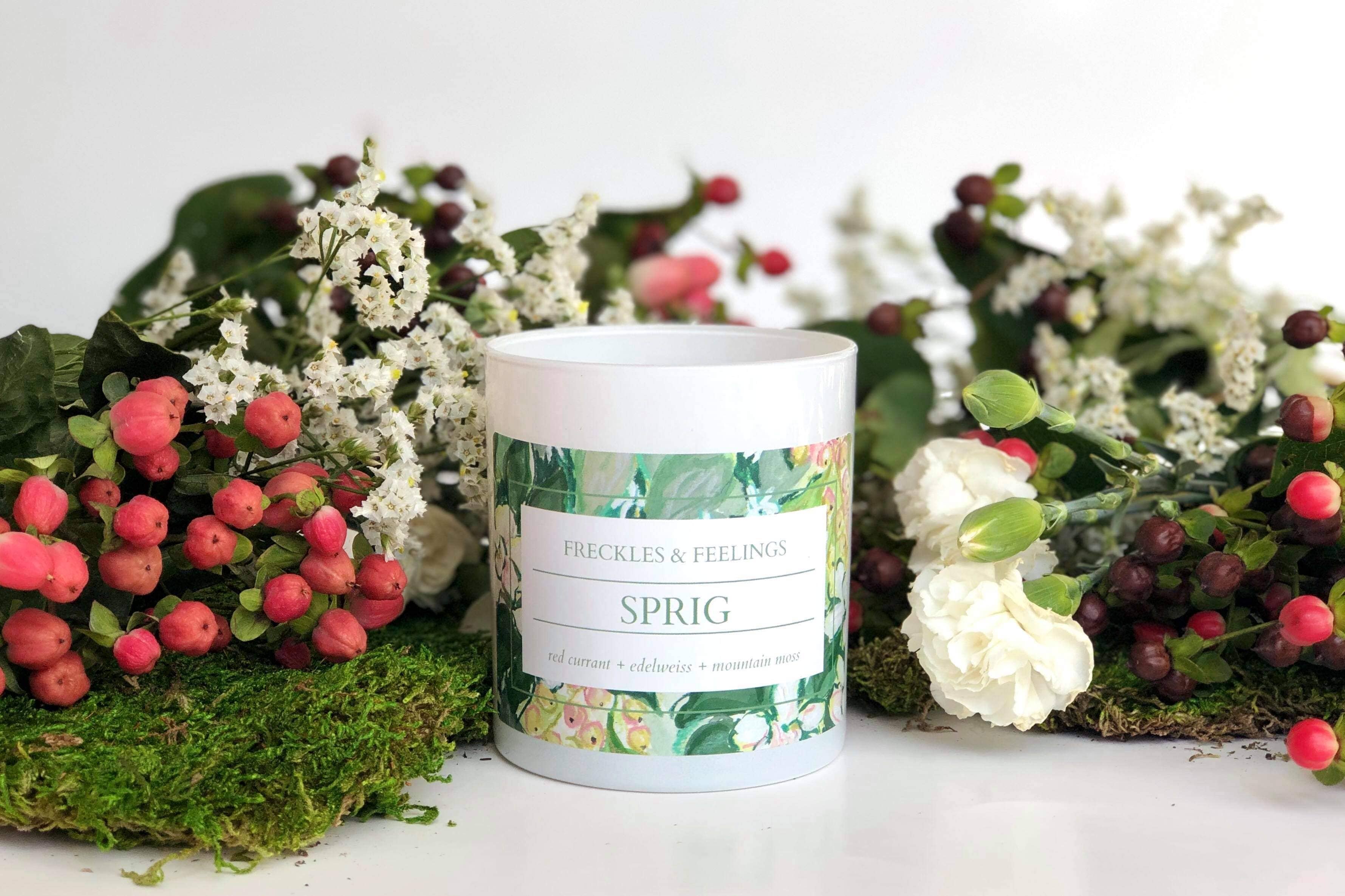 Freckles & Feelings - Vendita all'ingrosso Candela in vasetto - rametto: ribes rosso+stella alpina + muschio di montagna1