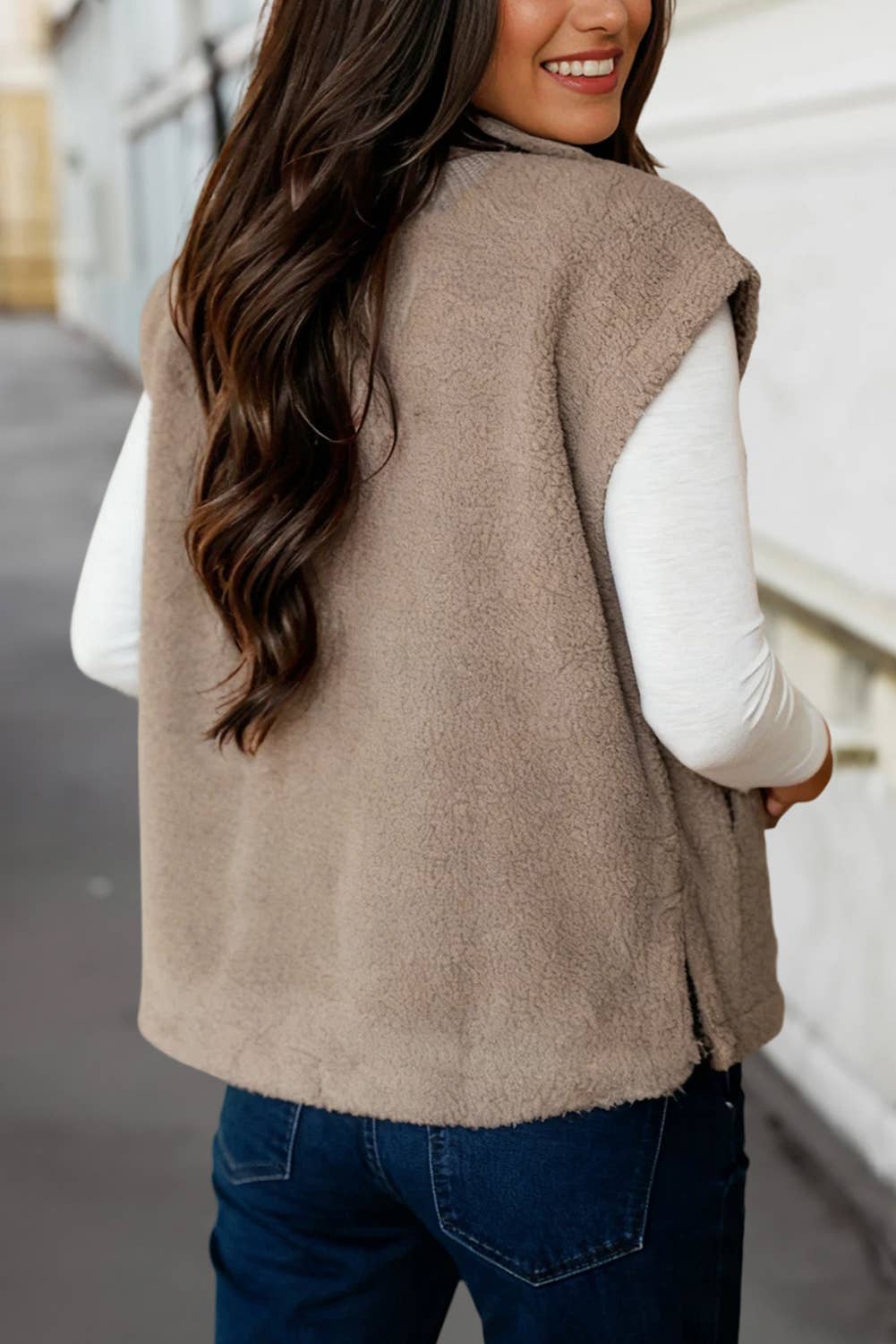 Goat Side Bows Sherpa Fleece Vest | S-XL for wholesale on Faire1