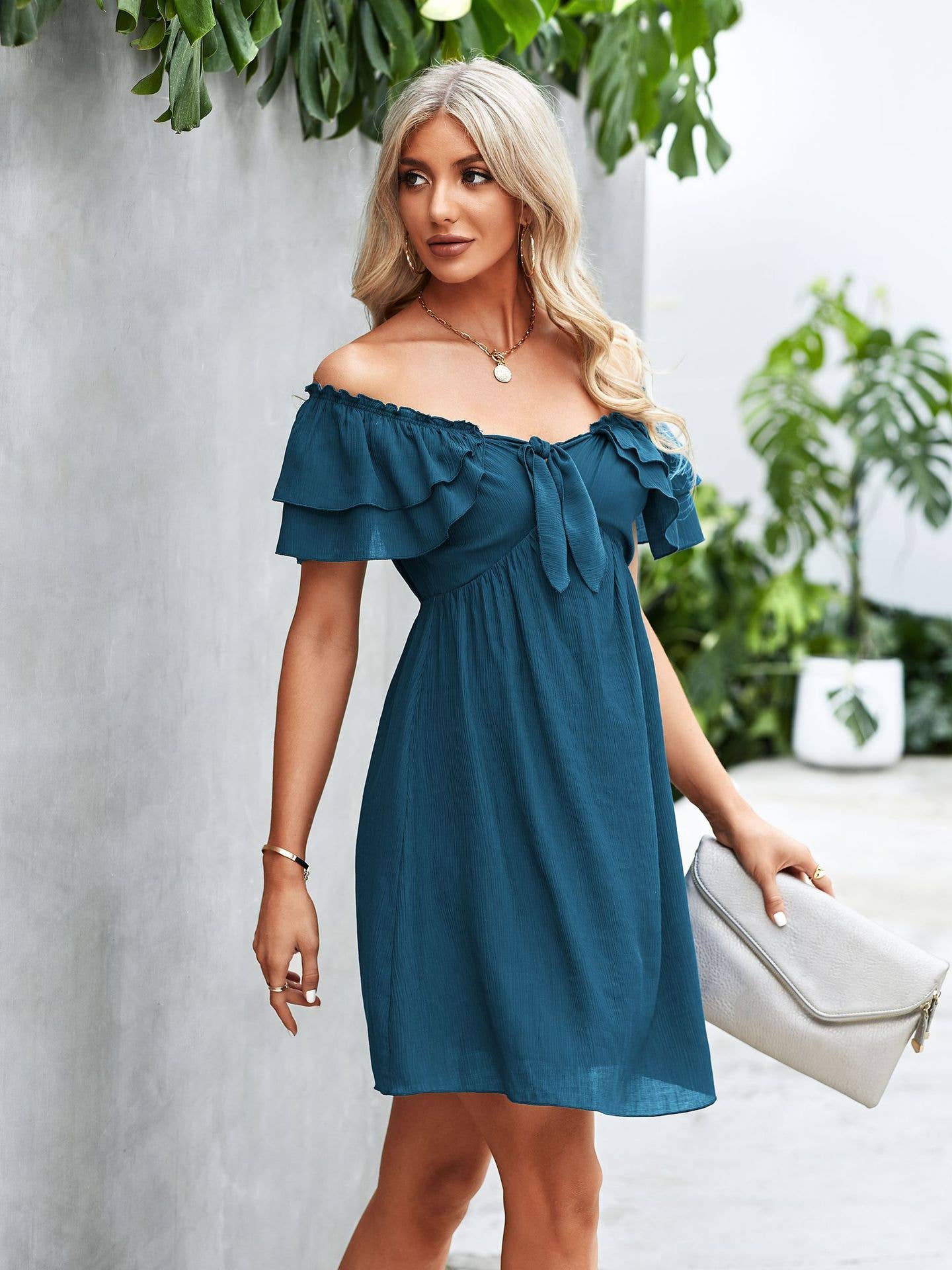 eLook - Wholesale Jurk - Dames - SZ1-DR1008 Off Shoulder Jurk met ruches16