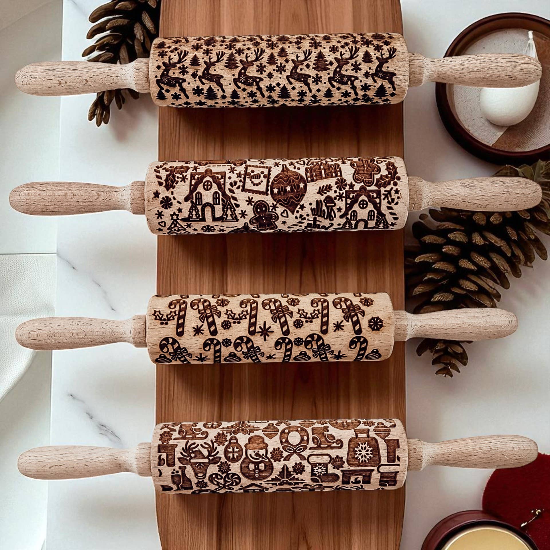 Gia Roma - Wholesale Rolling Pin - Christmas Cookie Cutter Baking Gift Set Wooden Rolling Pins 79