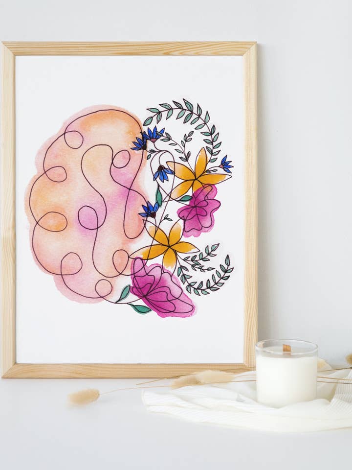 Mental Health IS Health | Impresión original en acuarela para venta al por mayor de Taylor Martone Art