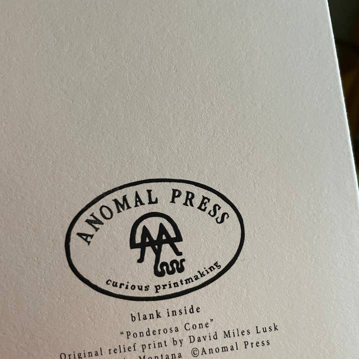 Anomal Press - Wholesale Everyday Greeting Card - Ponderosa cone linocut relief print card5