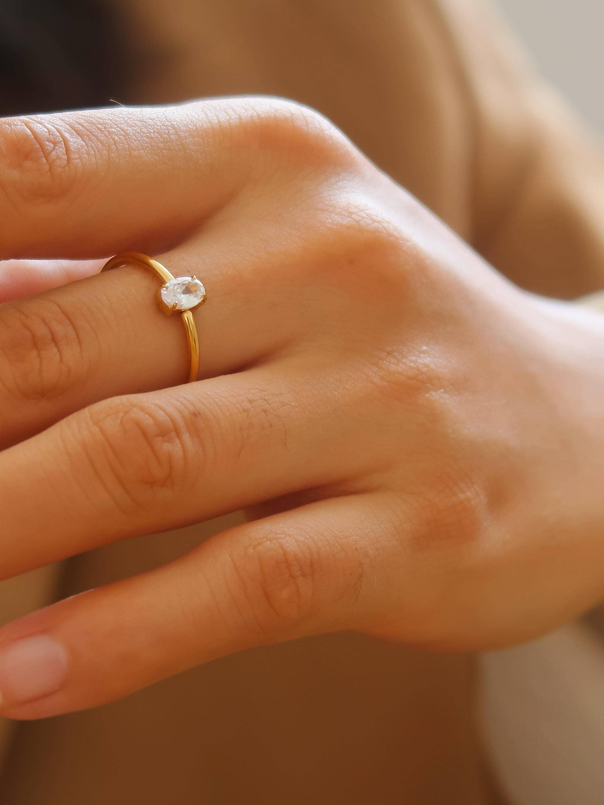 Boris 18K Gold Non-Tarnish CZ Square Thin Ring for wholesale on Faire1