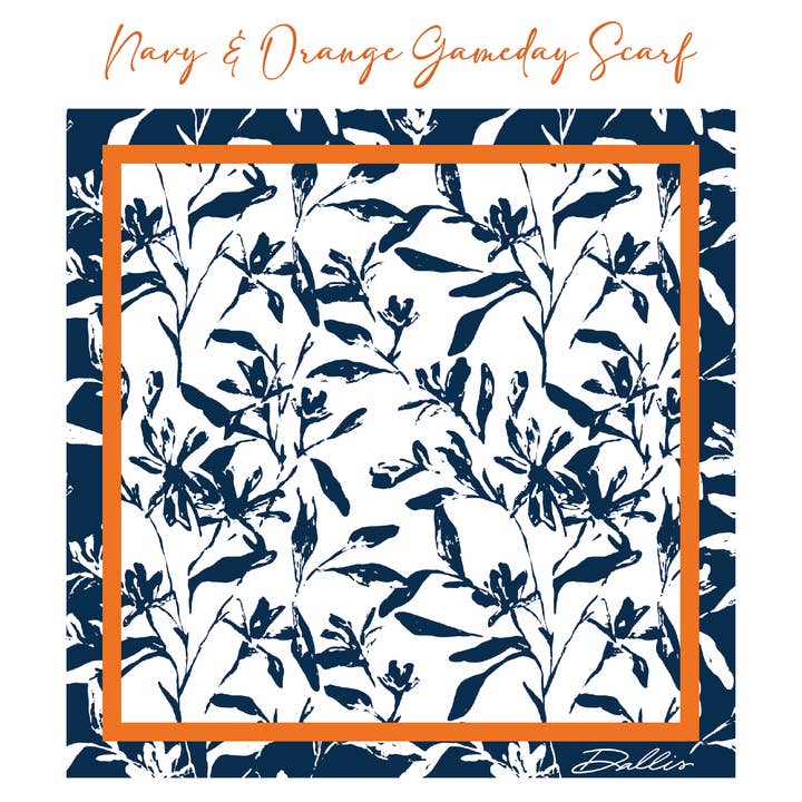 Dallis Foshee Art & Design, LLC - Wholesale Scarf - Women's - Navy + Orange Gameday Scarf1