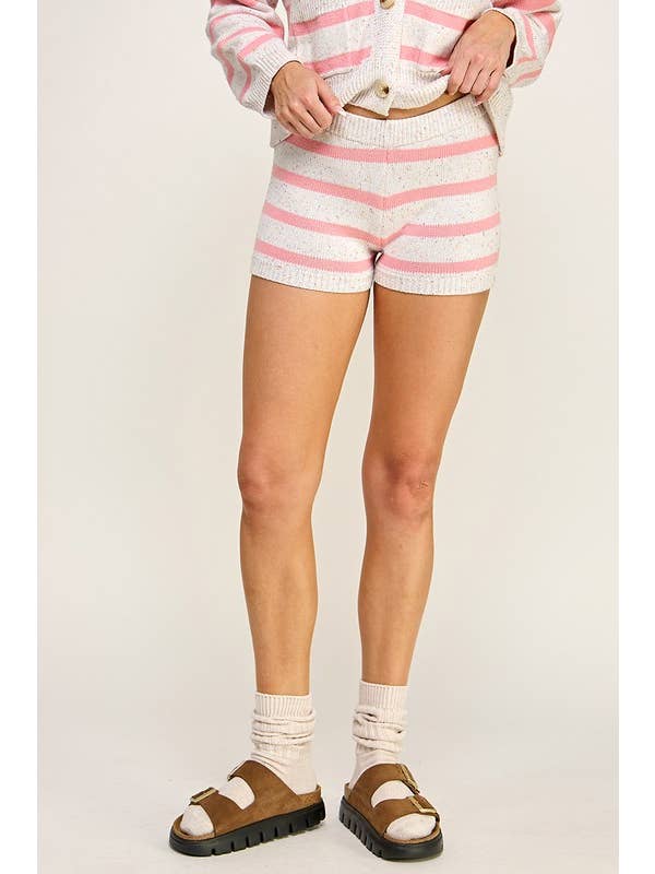 DAYDREAMER PINK STRIPED KNIT SHORTS for wholesale on Faire1