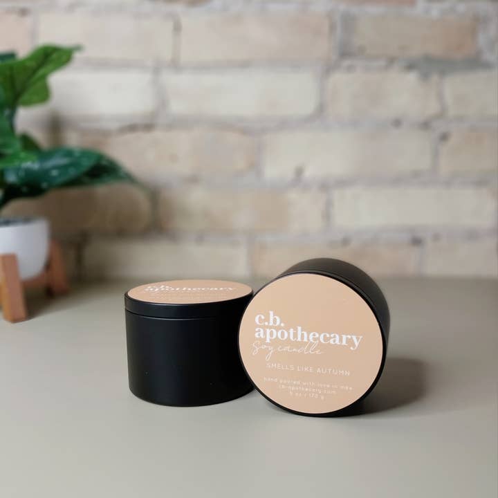 Smells Like Autumn - 6oz Soy Candle Matte Black Tin for wholesale by C.B. APOTHECARY
