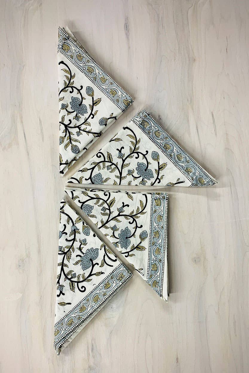 Sevya Handmade – wholesale Dinner & cloth napkin – Silver Floral Napkin Set6