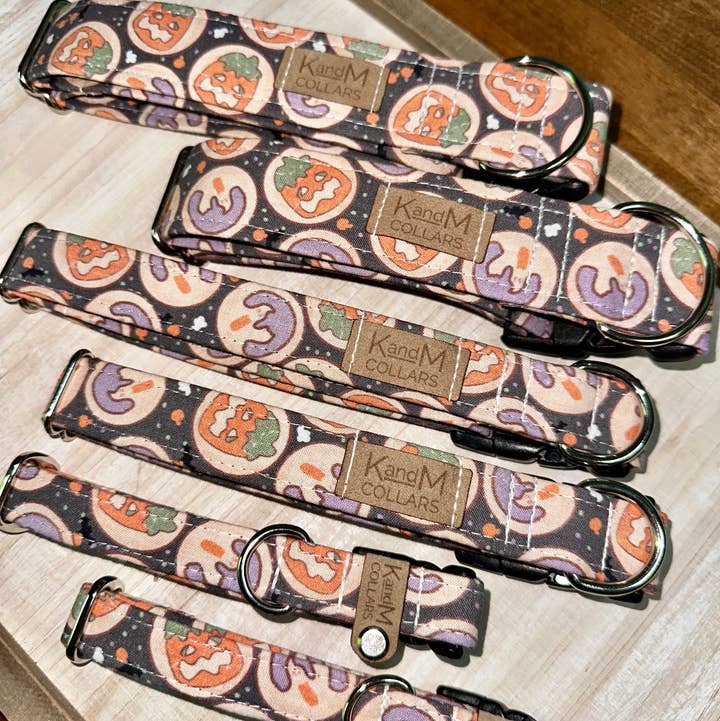 K and M Collars - Wholesale Pet Collar - Dog - Dark Halloween Cookies Dog Collar, Pet Accessory