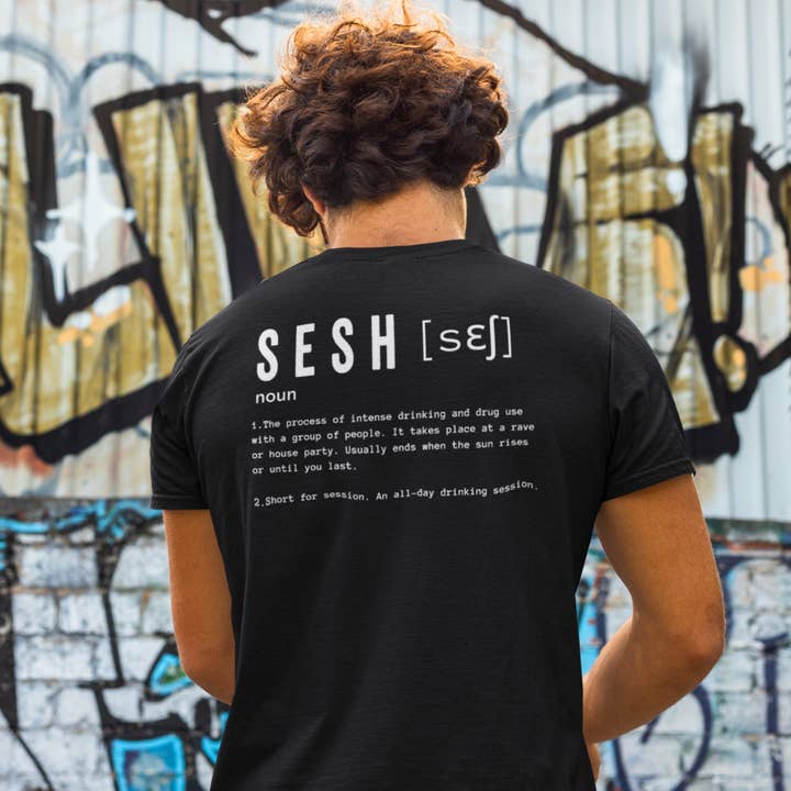 Sesh Wear – wholesale Screen printed t-shirt – unisex – SESH DEFINITION T-SHIRT - BACK LOGO