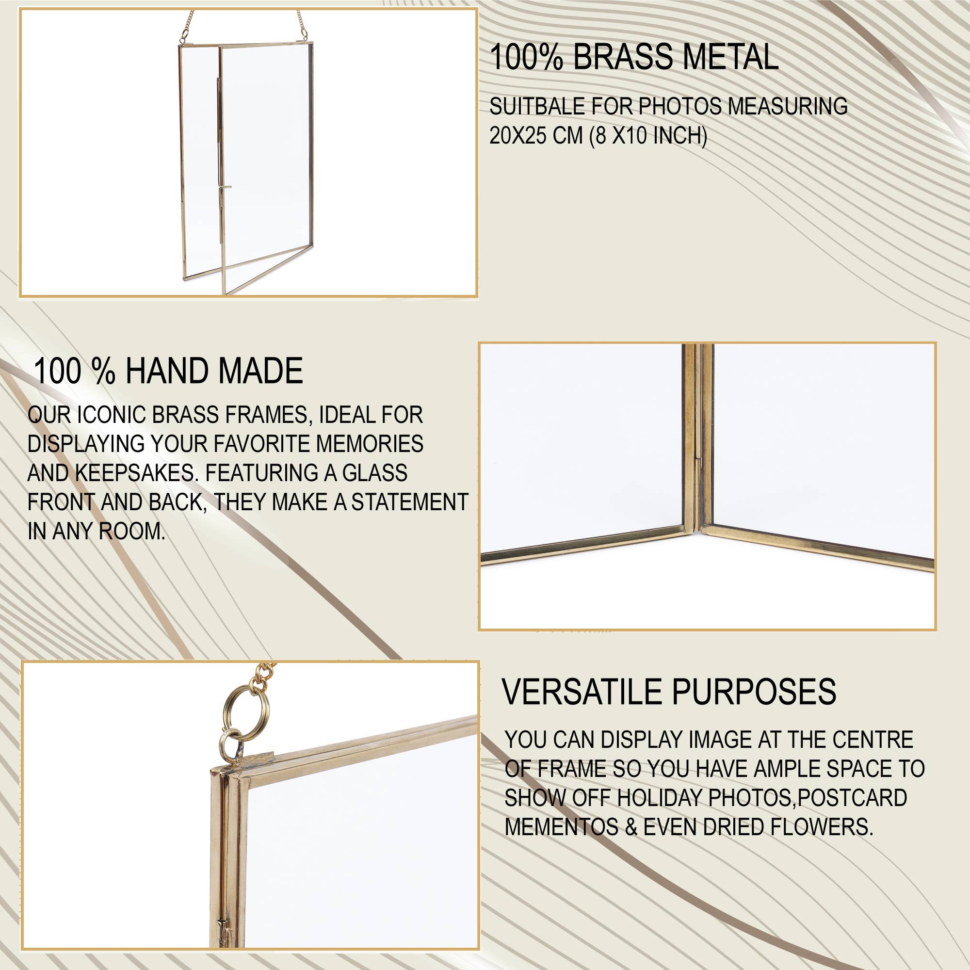 Alza – wholesale Picture frame – Hand-made real Brass and glass photo frame hanging 8