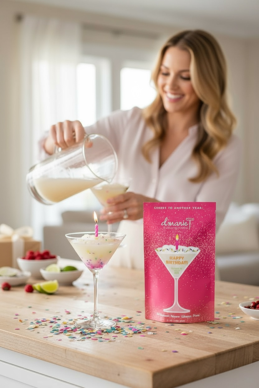 d'marie inc. - Vente Mélange/sirop pour cocktails - Cocktail Joyeux Anniversaire - Cocktail Prêt-à-Congeler0