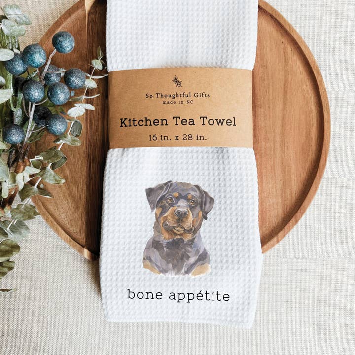 Dog Dish Towel - Rottweiler | Kitchen Towel for wholesale by So Thoughtful Gifts