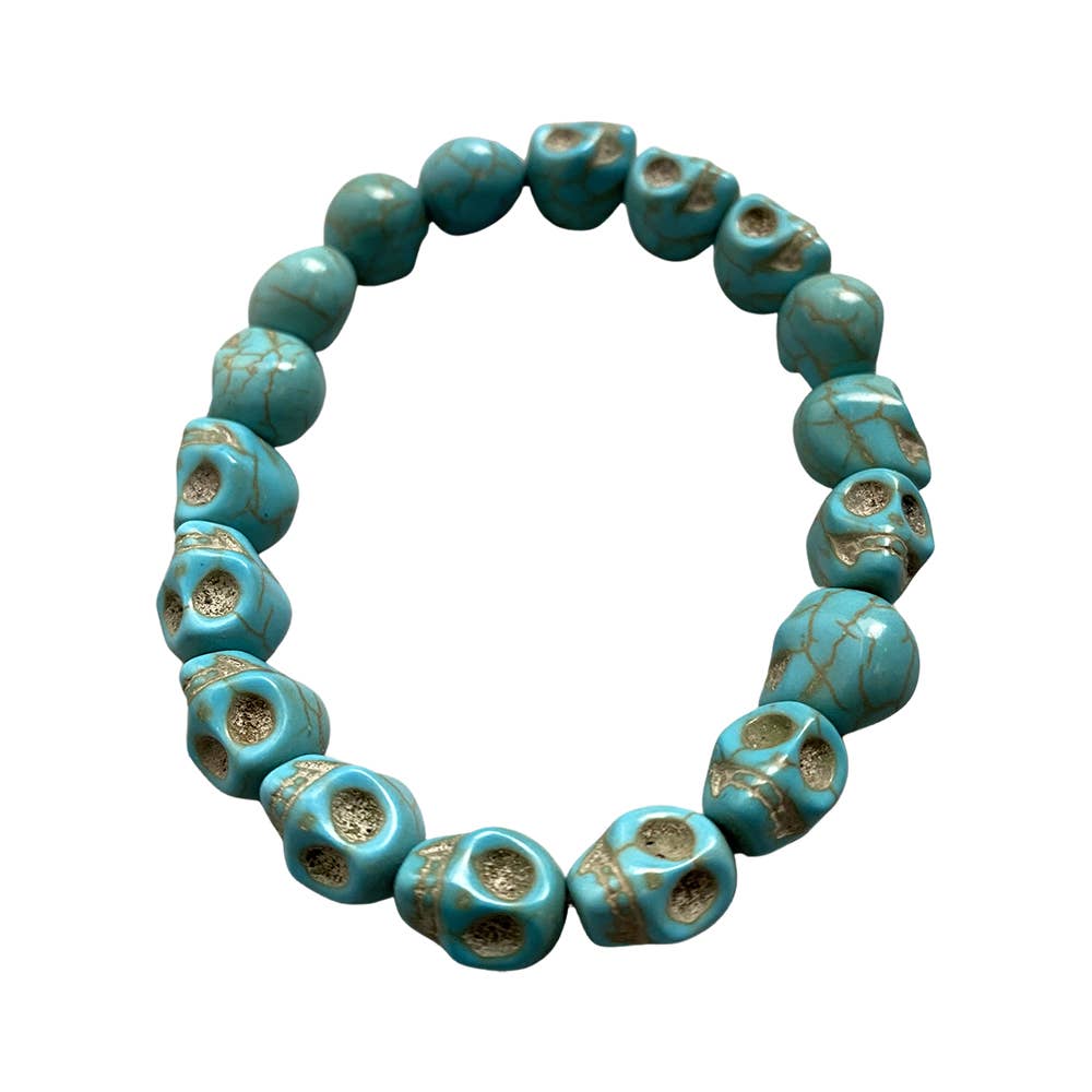 VIE - Wholesale Beaded Bracelet - Skull Bracelet, Dyed Howlite18