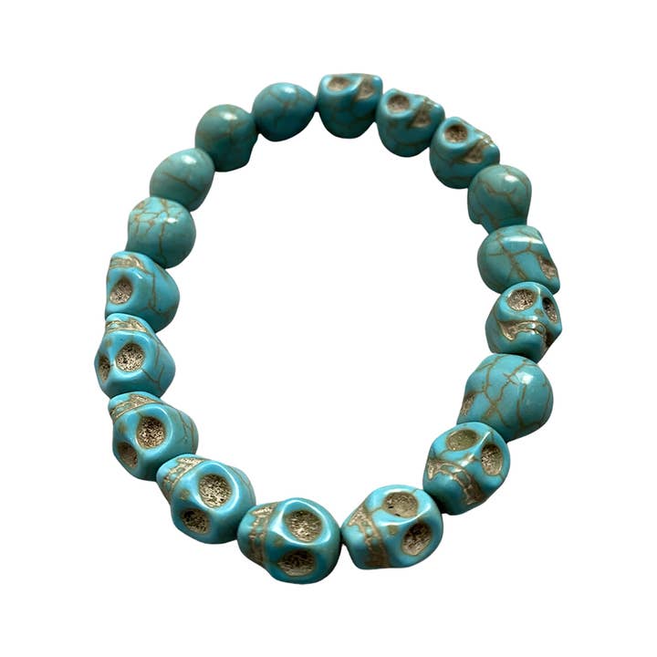 VIE - Wholesale Beaded Bracelet - Skull Bracelet, Dyed Howlite18