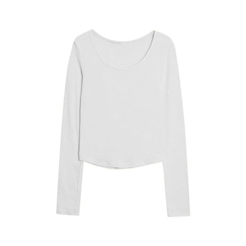 safistyle – wholesale T-shirt – women's – Women’s Slim Long Sleeve U-Neck T-Shirt3