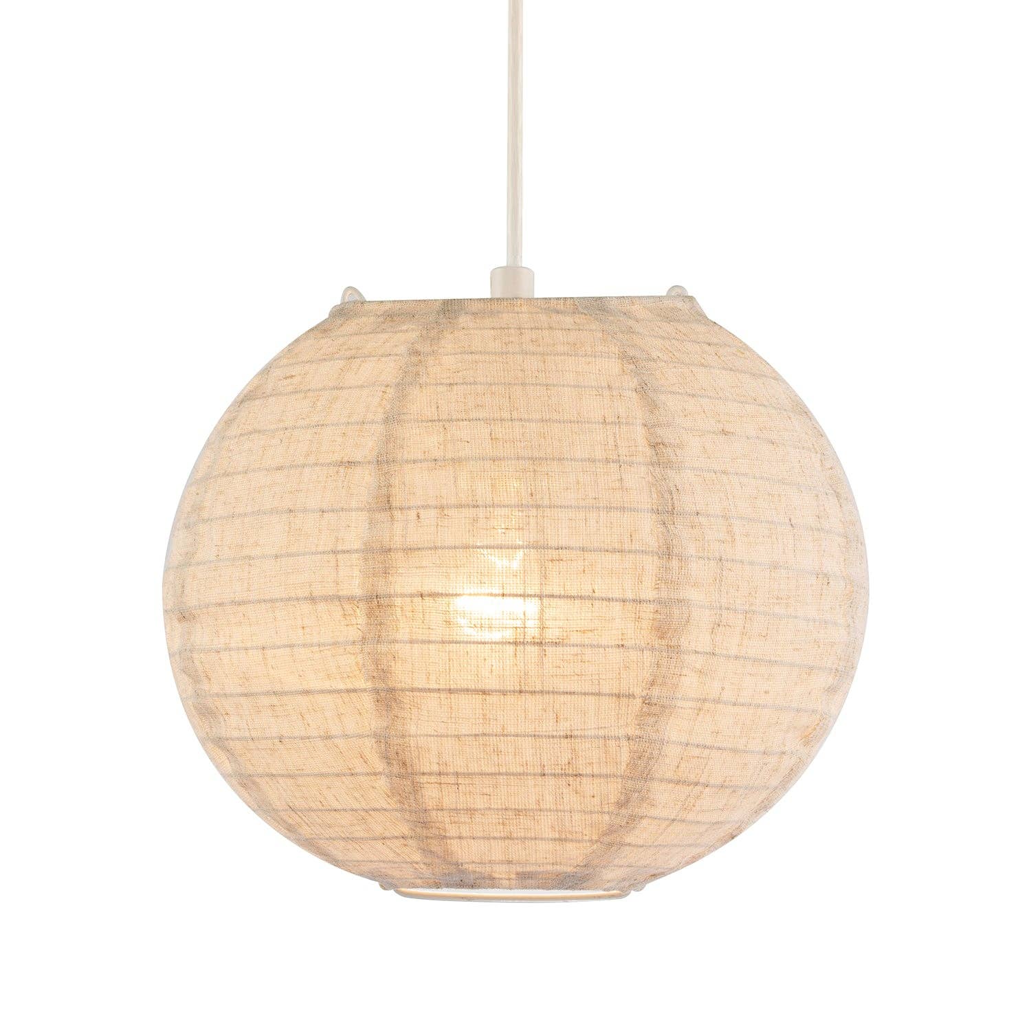 Happy Homewares – wholesale Lampshade – Chic Natural Linen Fabric Oatmeal Spherical Pendant Lighting Shade1