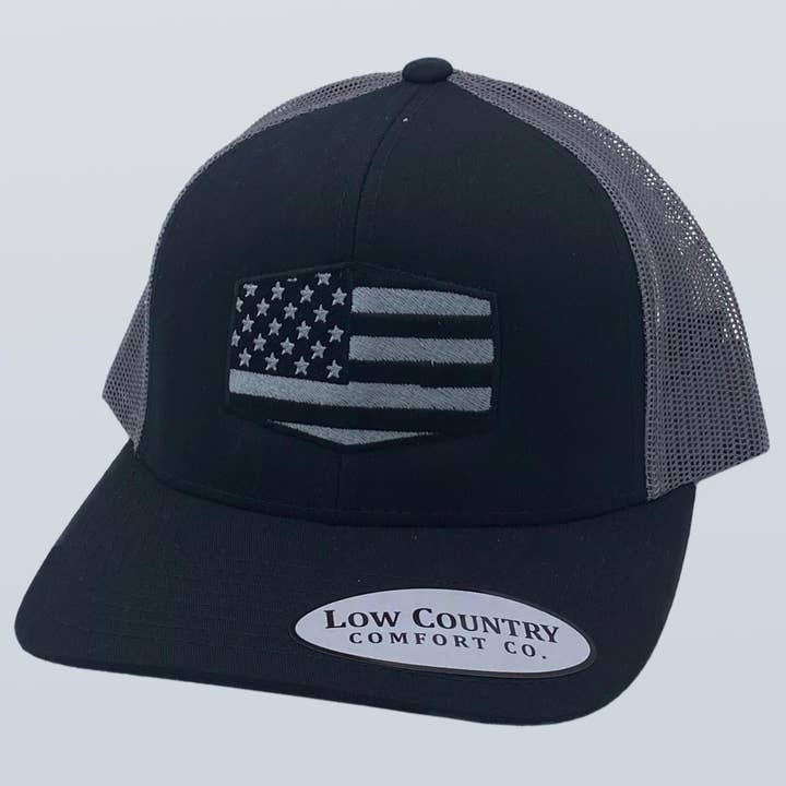 Freedom Series Flag Mono Black/Charcoal Hat for wholesale by Riverbed Threads